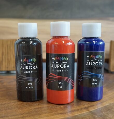Aurora liquid dye in black, red and blue