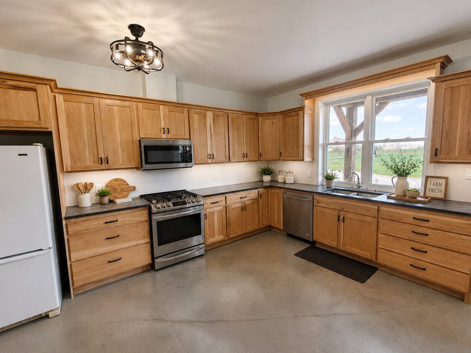 Custom solid hardwood kitchen cabinetry with shaker doors