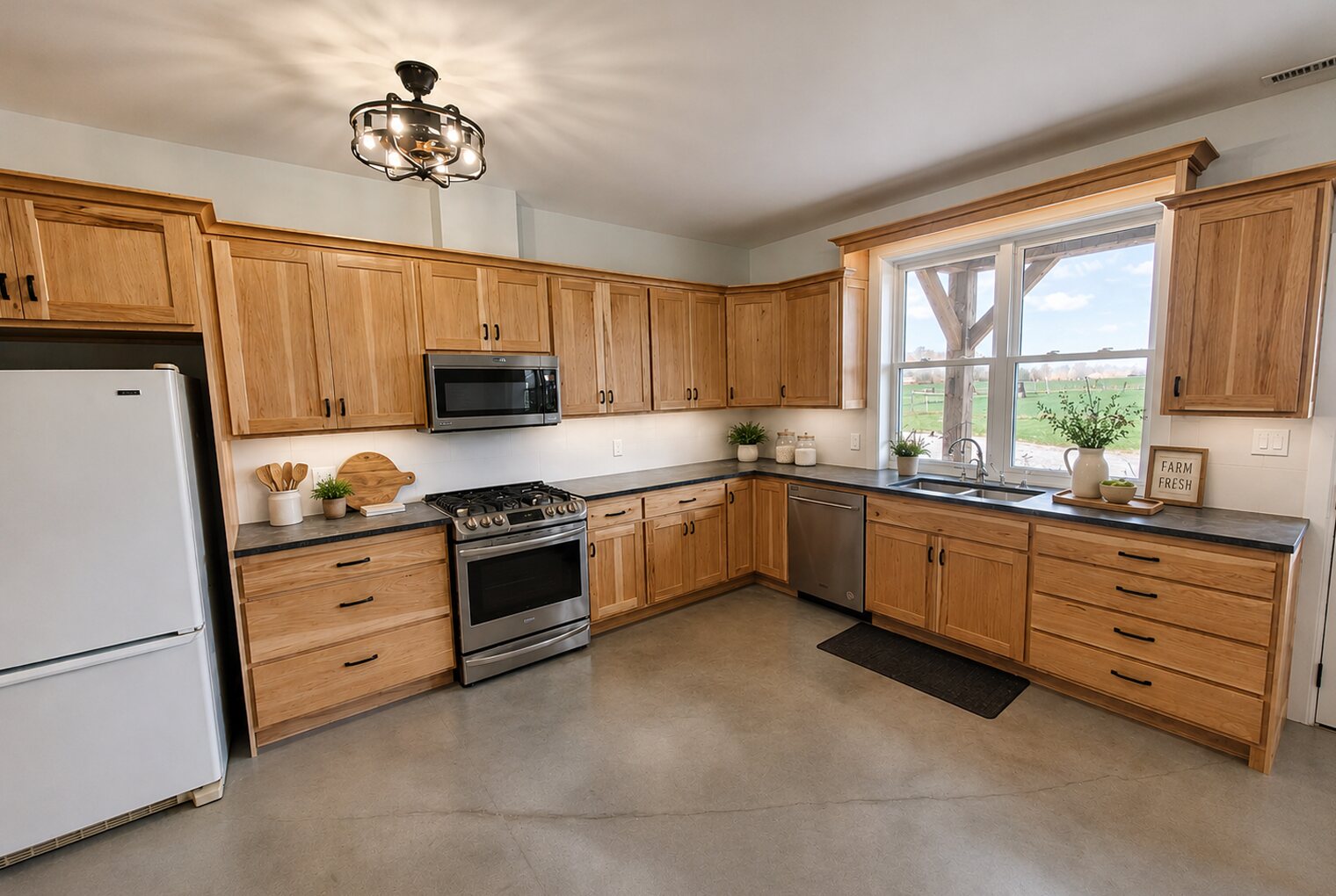 Custom solid hardwood kitchen cabinetry with shaker doors