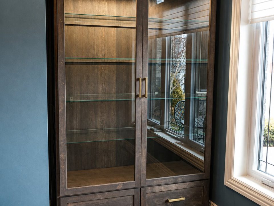 Hard maple and glass display cabinet