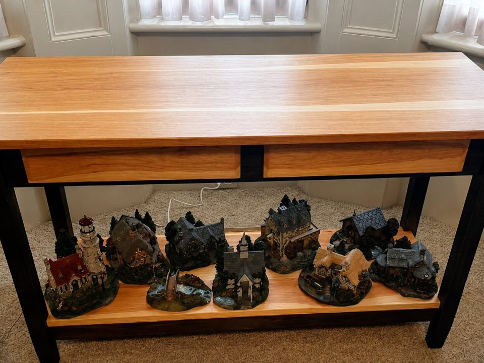 Two tone hickory miniature display table