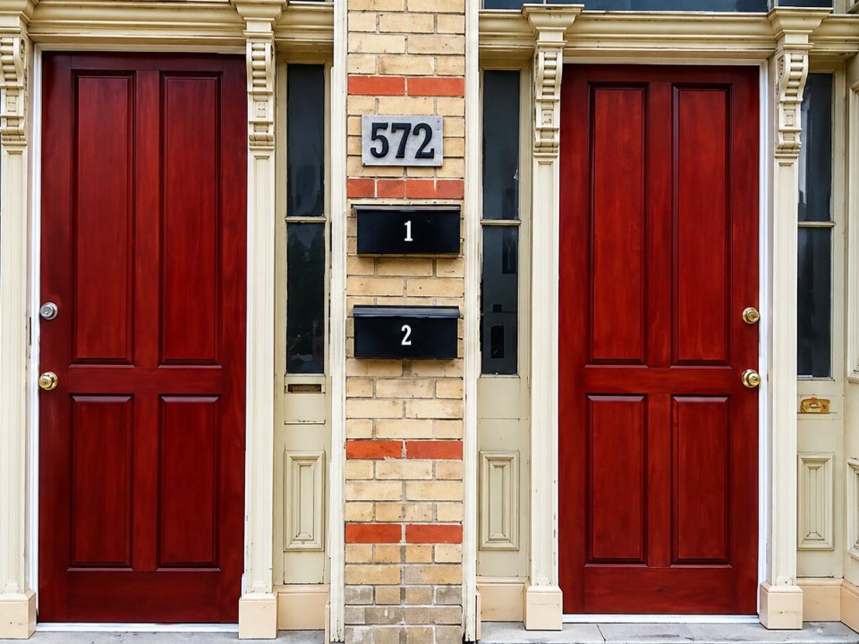 White oak exterior doors built as a historical replacement