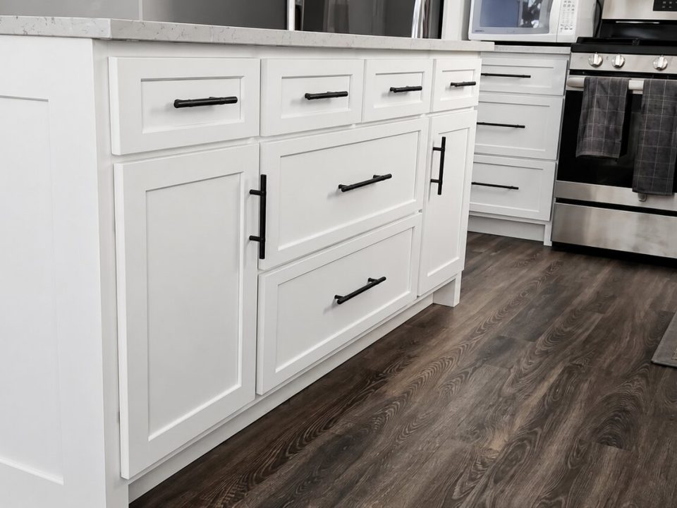 White painted shaker kitchen island